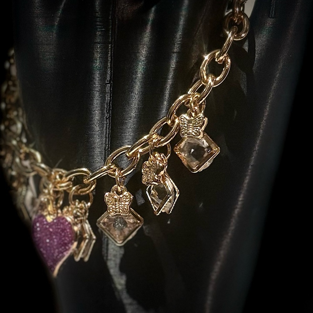 Gold and Purple Heart Charm Bracelet - Picture 4 of 5